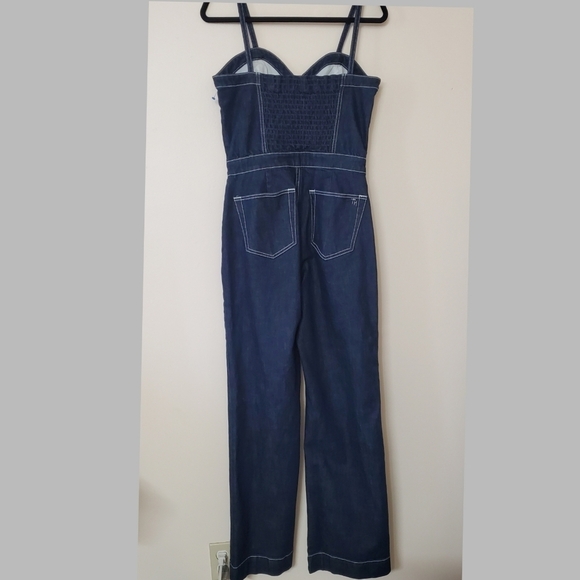 Taylor Hill x Joe's Jeans  Jumpsuit Women M Wide Leg Denim Sweetheart Neckline - Picture 3 of 12